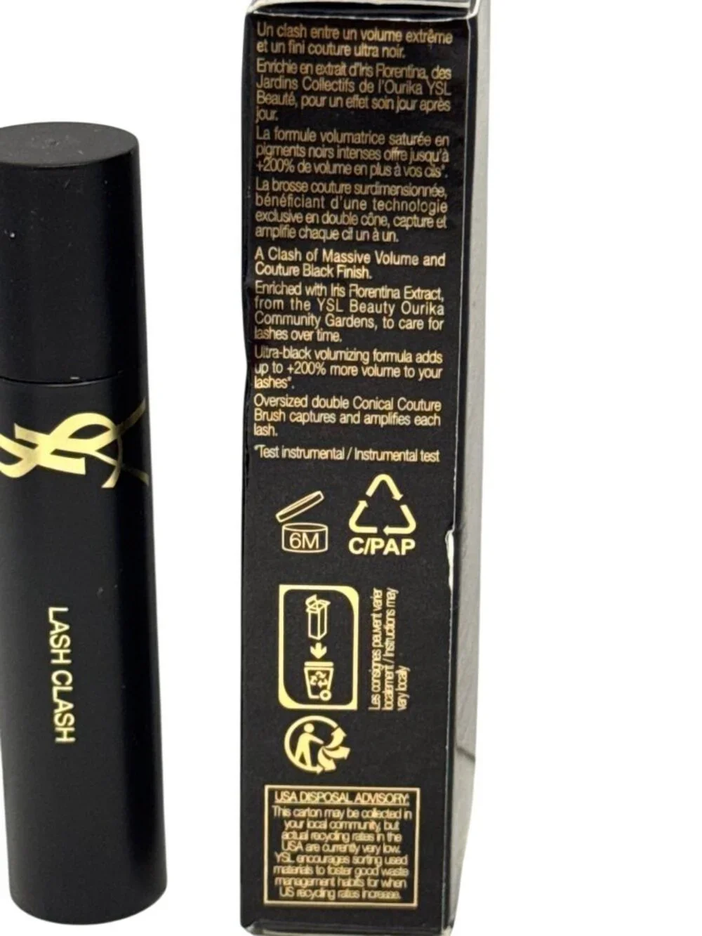 YSL Lash Clash Extreme Volume Mascara Mini 2ml 0.06oz New In Box Nior Black